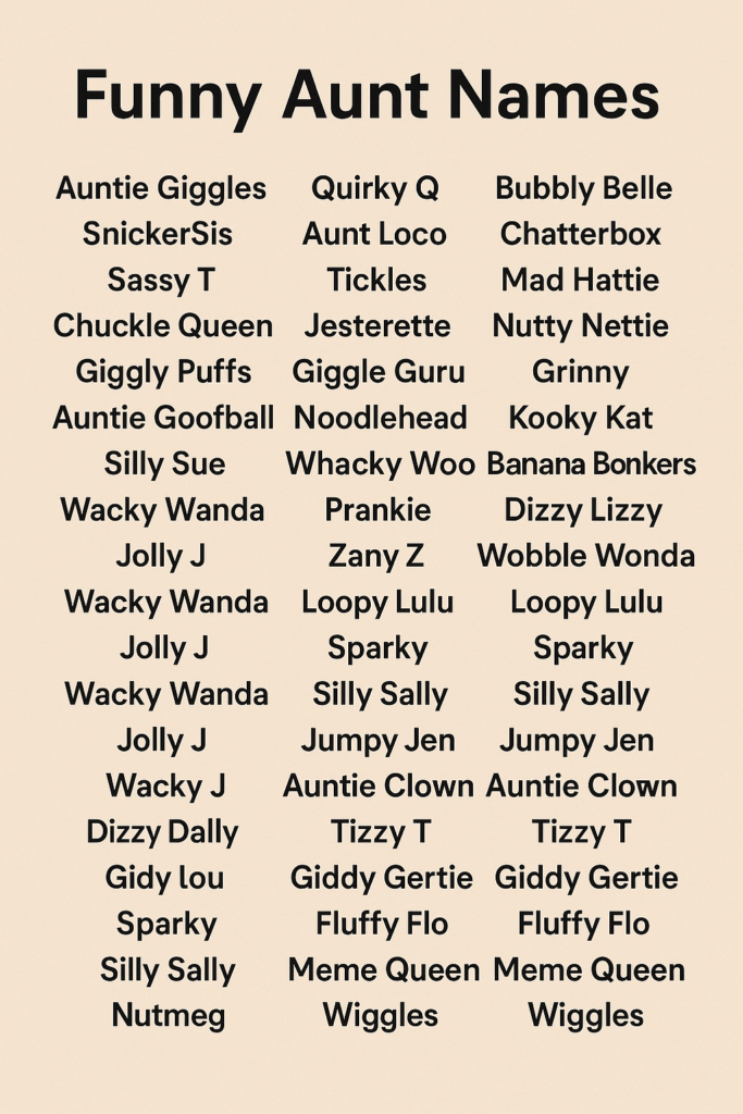 1000+ Creative and Funny Aunt Names 2025