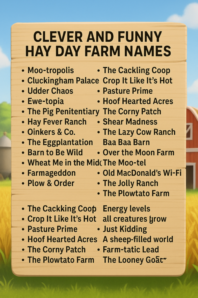 1000+ Clever and Funny Hay Day Farm Names 