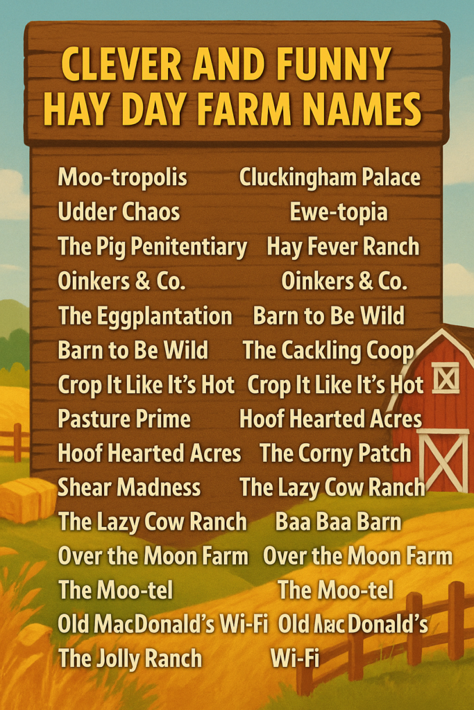 1000+ Clever and Funny Hay Day Farm Names 