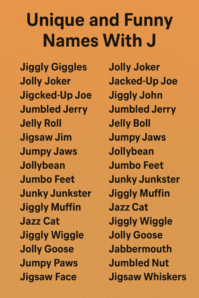 1000+ Unique and Funny Names With J 