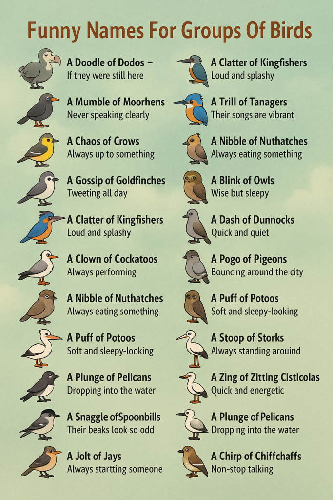 1000+ Creative and Funny Names For Groups Of Birds 2025