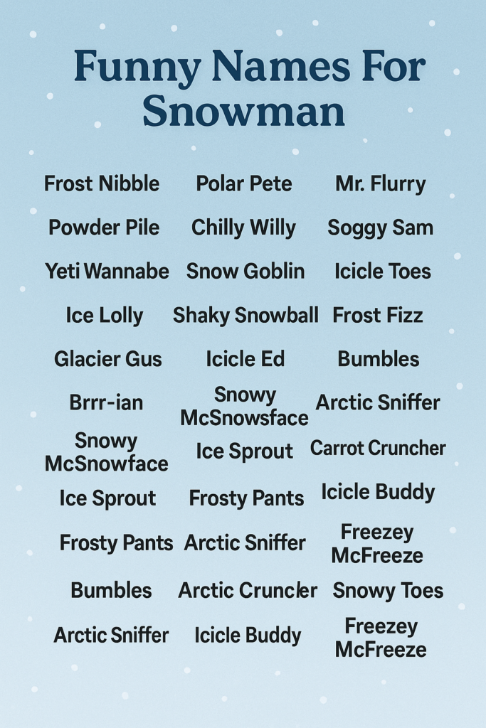 1000+ Creative and Funny Names For Snowman 