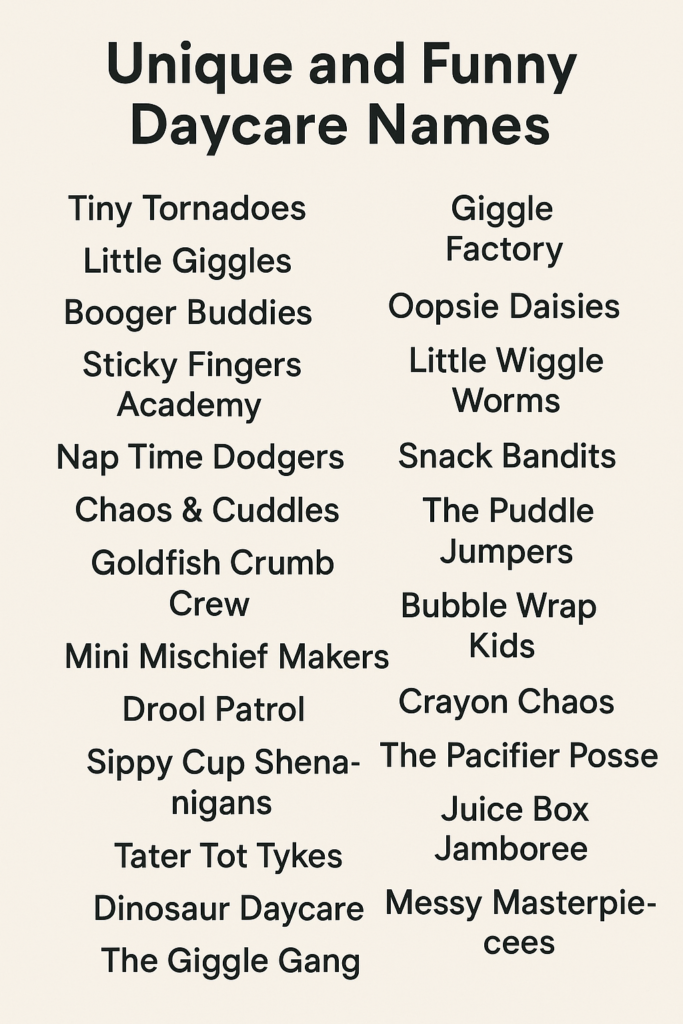  Unique and Funny Daycare Names 