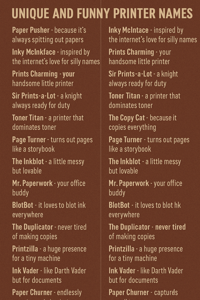 1000+ Unique and Funny Printer Names